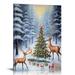 COMIO Christmas Wall Art Christmas Tree Decorations Deer Canvas Poster Merry Christmas Party Pictures Snow Retro Xmas Reindeer Snowflake Painting Farmhousen Modern Artwork for Living Room