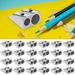 24 Pcs Double Hole Pencil Sharpeners Aluminum Alloy Manual Pencil Sharpeners Metal Pencil Sharpener Handheld Pencil Sharpener Small Manual Pencil Sharpener for School