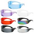 Futuristic Sunglasses Mirrored Narrow Lens Wrap Visor Robot Costume Flat Glasses