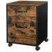 1 File Cabinet with 2 Drawers Rolling Office Filing Cabinet with Wheels for A4 Letter Sized Documents Hanging File Folders Industrial Rustic Brown and Black OFC042B01