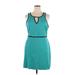 Nicole by Nicole Miller Casual Dress - Sheath: Teal Color Block Dresses - Women's Size X-Large