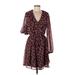 Ann Taylor LOFT Cocktail Dress - Wrap: Burgundy Paisley Dresses - Women's Size Large