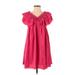 Shein Casual Dress - Mini V Neck Short sleeves: Pink Print Dresses - Women's Size 4