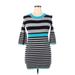 Casual Dress - Bodycon Crew Neck 3/4 sleeves: Black Color Block Dresses - Women's Size X-Large