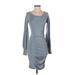Express Cocktail Dress - Bodycon: Gray Solid Dresses - Women's Size Small