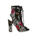 Liliana Heels: Black Print Shoes - Women's Size 7 1/2 - Open Toe