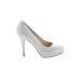 Call It Spring Heels: Slip On Stilleto Cocktail Silver Solid Shoes - Women's Size 8 1/2 - Round Toe