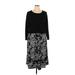 Nina Leonard Casual Dress - A-Line Crew Neck Long sleeves: Black Dresses - Women's Size X-Large