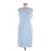 Talbots Casual Dress - Shift Crew Neck Sleeveless: Blue Solid Dresses - Women's Size 8 Petite