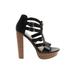 Just Fab Heels: Black Print Shoes - Women's Size 7 - Open Toe