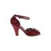 Gianni Bini Heels: Burgundy Solid Shoes - Women's Size 8 1/2 - Open Toe