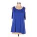 leo rosi Short Sleeve Top Blue Cold Shoulder Tops - Women's Size Large