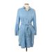 Lou & Grey Casual Dress - Shirtdress: Blue Dresses - Women's Size Medium