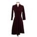 ExOfficio Casual Dress - Wrap: Burgundy Solid Dresses - Women's Size Small