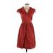 Banana Republic Factory Store Casual Dress - Midi: Red Solid Dresses - Women's Size 6