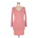 Shein Casual Dress - Bodycon: Pink Solid Dresses - Women's Size 2X