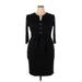 Grace Karin Casual Dress - Sheath V-Neck 3/4 sleeves: Black Solid Dresses - Women's Size 2X-Large