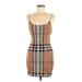 Lovely Day Casual Dress - Mini Scoop Neck Sleeveless: Brown Print Dresses - Women's Size Medium