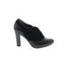 Tsubo Heels: Slip On Chunky Heel Minimalist Black Print Shoes - Women's Size 7 1/2 - Round Toe