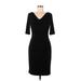 Lauren by Ralph Lauren Cocktail Dress - Sheath Cowl Neck 3/4 sleeves: Black Solid Dresses - Women's Size 6