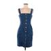 Divided by H&M Casual Dress - Sheath Square Sleeveless: Blue Print Dresses - Women's Size 8