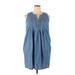Sonoma Goods for Life Casual Dress - Mini V-Neck Sleeveless: Blue Print Dresses - Women's Size 2X-Large