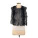 Jennifer Lopez Faux Fur Vest: Short Gray Print Jackets & Outerwear - Women's Size Medium