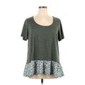 Weekend Suzanne Betro Short Sleeve Top Green Scoop Neck Tops - Women's Size X-Large