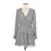LoveRiche Casual Dress - A-Line V Neck Long sleeves: Gray Dresses - Women's Size Medium