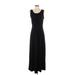 Lands' End Casual Dress - A-Line Scoop Neck Sleeveless: Black Solid Dresses - Women's Size 2