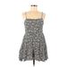 Dress Forum Casual Dress - Mini: Blue Floral Motif Dresses - Women's Size Medium