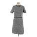 Tory Burch Casual Dress - Shift: Gray Grid Dresses - Women's Size Medium