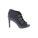White House Black Market Ankle Boots: Strappy Stilleto Edgy Gray Solid Shoes - Women's Size 7 1/2 - Peep Toe