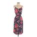 Gap Outlet Casual Dress - Midi V-Neck Sleeveless: Blue Floral Dresses - Women's Size X-Small
