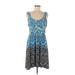 Style&Co Casual Dress - Mini Scoop Neck Sleeveless: Blue Dresses - Women's Size Medium