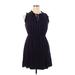 Collective Concepts Casual Dress - Mini Tie Neck Sleeveless: Blue Print Dresses - Women's Size X-Large Petite