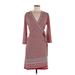 Max Studio Casual Dress - Wrap V Neck 3/4 sleeves: Burgundy Dresses - Women's Size Medium
