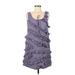 J.Crew Factory Store Casual Dress - Mini Scoop Neck Sleeveless: Purple Solid Dresses - Women's Size 8