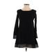 Ella Moss Casual Dress - Mini Crew Neck Long sleeves: Black Print Dresses - Women's Size 12