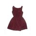 American Apparel Casual Dress - Fit & Flare: Burgundy Print Dresses - Women's Size X-Small