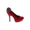 Just Fab Heels: Slip-on Stiletto Cocktail Red Print Shoes - Women's Size 8 1/2 - Round Toe