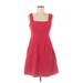 Nanette Lepore Casual Dress - Mini Square Sleeveless: Red Solid Dresses - Women's Size 6
