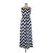 Casual Dress - Maxi: Blue Chevron Dresses - Women's Size Large