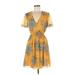 Madewell Casual Dress - Wrap: Yellow Print Dresses - Women's Size 00