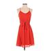 Lulus Casual Dress - A-Line V-Neck Sleeveless: Red Print Dresses - Women's Size X-Small