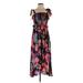 Jodifl Casual Dress - Midi Square Sleeveless: Black Floral Dresses - New - Women's Size Small