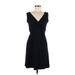 24/7 Maurices Casual Dress - A-Line V-Neck Sleeveless: Black Solid Dresses - Women's Size Medium