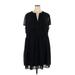 Torrid Casual Dress - Mini V-Neck Short sleeves: Black Polka Dots Dresses - Women's Size 4X Plus