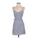 Abercrombie & Fitch Casual Dress - Mini V Neck Sleeveless: Blue Stripes Dresses - Women's Size Small