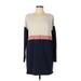 Hem & Thread Casual Dress - Sweater Dress: Gray Color Block Dresses - Women's Size Large